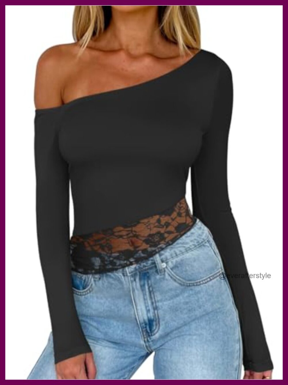 Women's Off Shoulder Long Sleeve Lace Crop Top Y2K Going Out Top